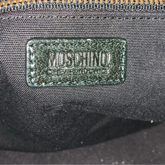 Moschino Cheap & Chic Gray Black Leopard Leather Studded Multicolor Nylon Bag - Picture 8 of 10